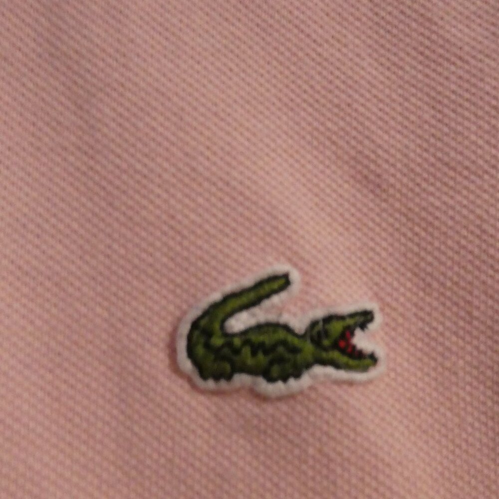 Lacoste Light Pink Polo Shirt with Green Croc Logo - Picture 6 of 13